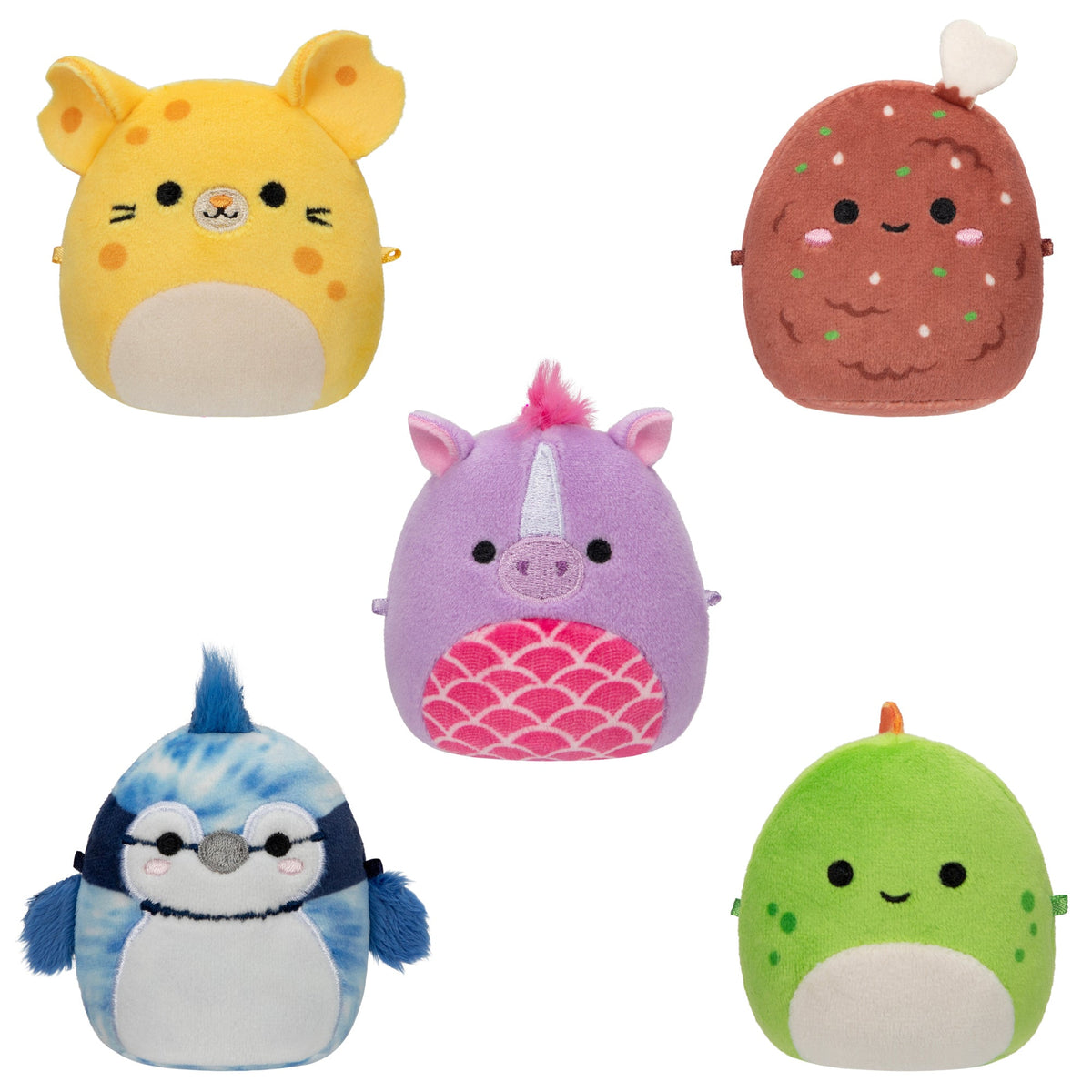 Micromallows 5-Pack - Seanster Stegosaurus, Quayn Hippocampus, Amelia Cheese Mouse, Missy Me Drumstick, Babs Blue Jay